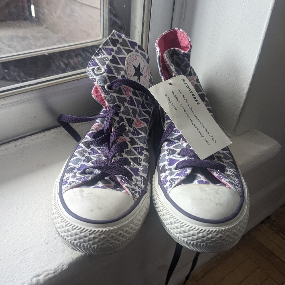 Converse High Tops with Heart Pattern